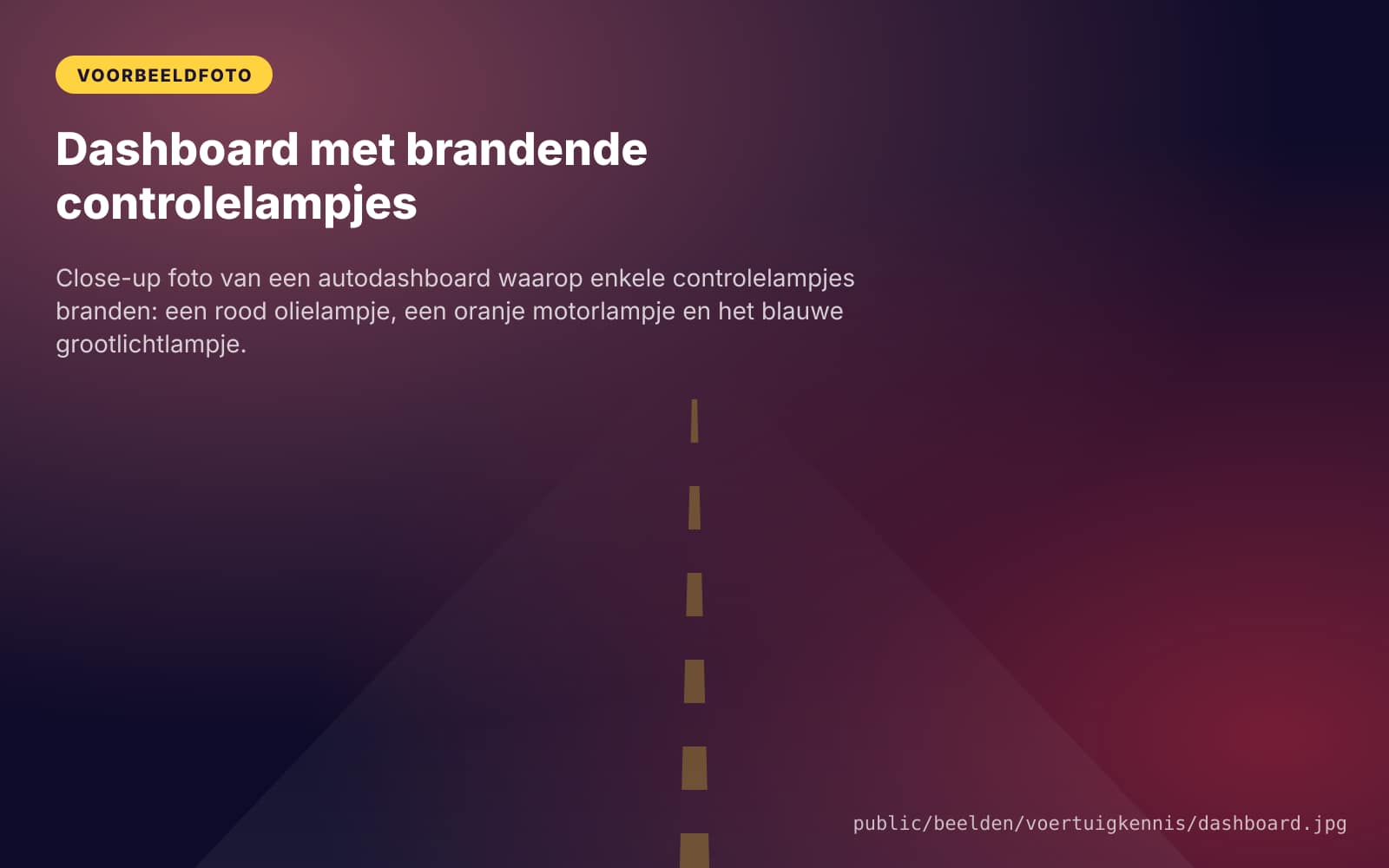 Dashboard met brandende controlelampjes